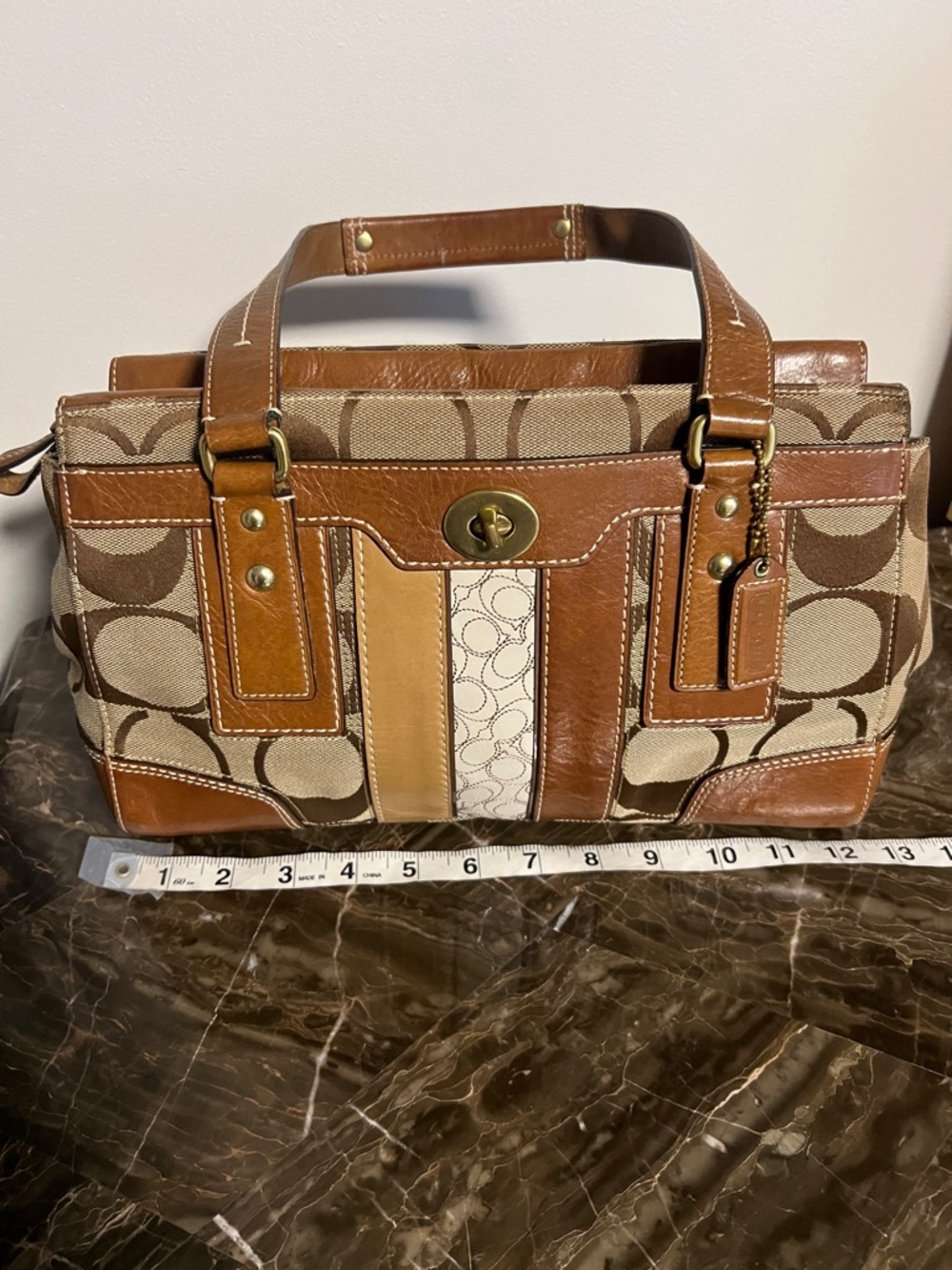 Coach Hamptons Signature Stripe Carryall bag iconic C jacquard Y2K 2007 11071 - Picture 13 of 16
